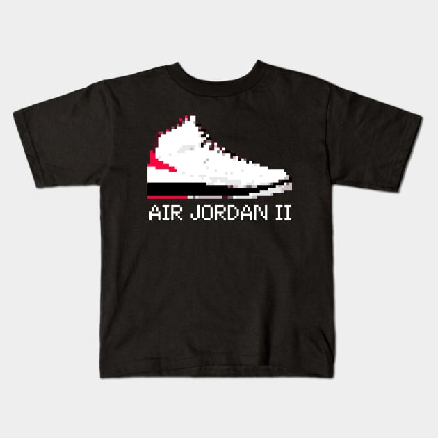 AIR JORDAN II RETRO PIXELATED ART SHOE COLLECTION Kids T-Shirt by Buff Geeks Art